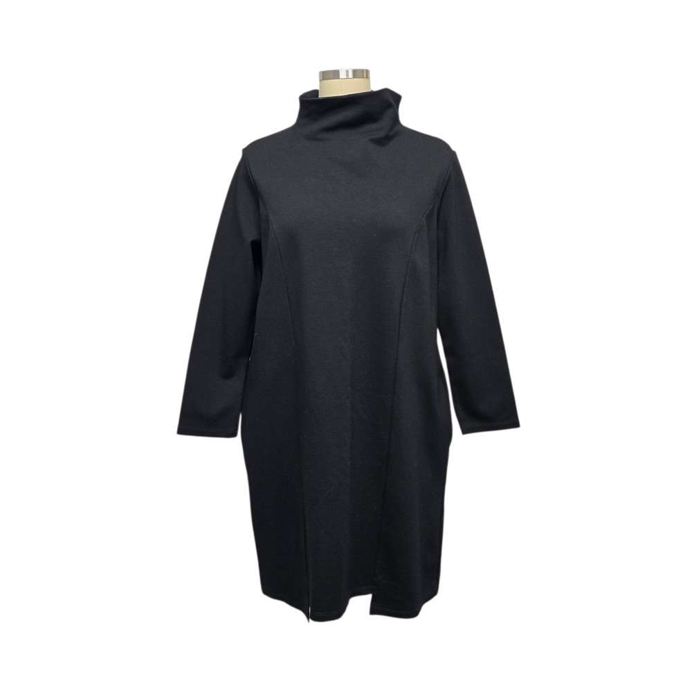 Clara Sun Woo Black Mock Neck‎ Long Sleeve Midi Dress Size M